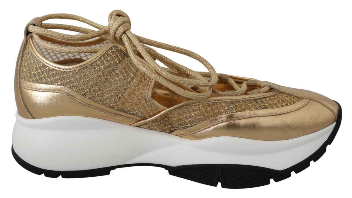 Zapatillas de deporte de malla de cuero Golden Glamour de Jimmy Choo