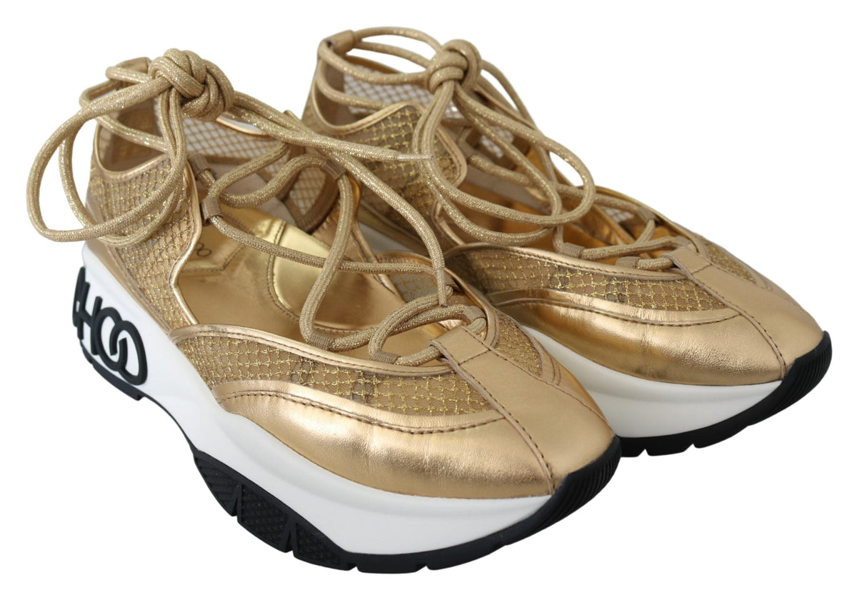 Zapatillas de deporte de malla de cuero Golden Glamour de Jimmy Choo