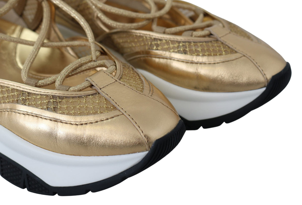 Zapatillas de deporte de malla de cuero Golden Glamour de Jimmy Choo