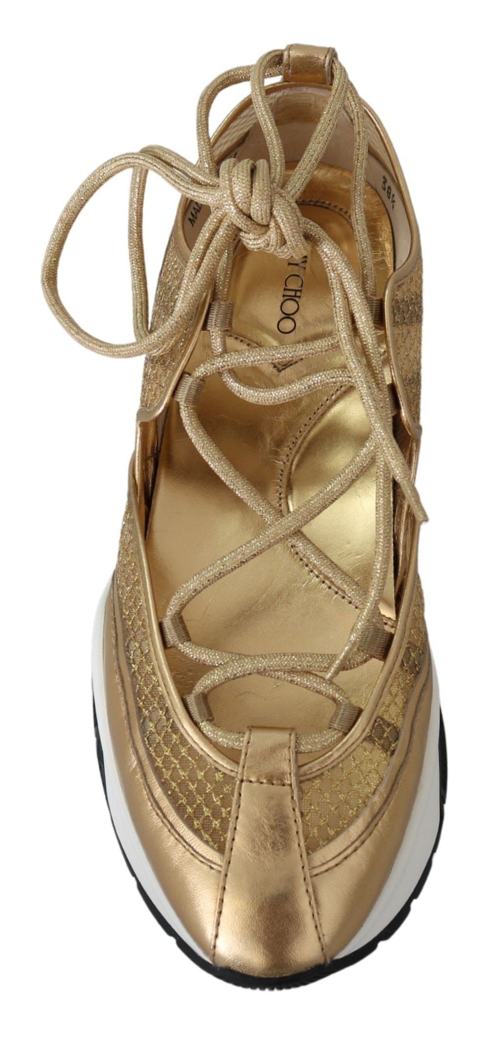 Zapatillas de deporte de malla de cuero Golden Glamour de Jimmy Choo