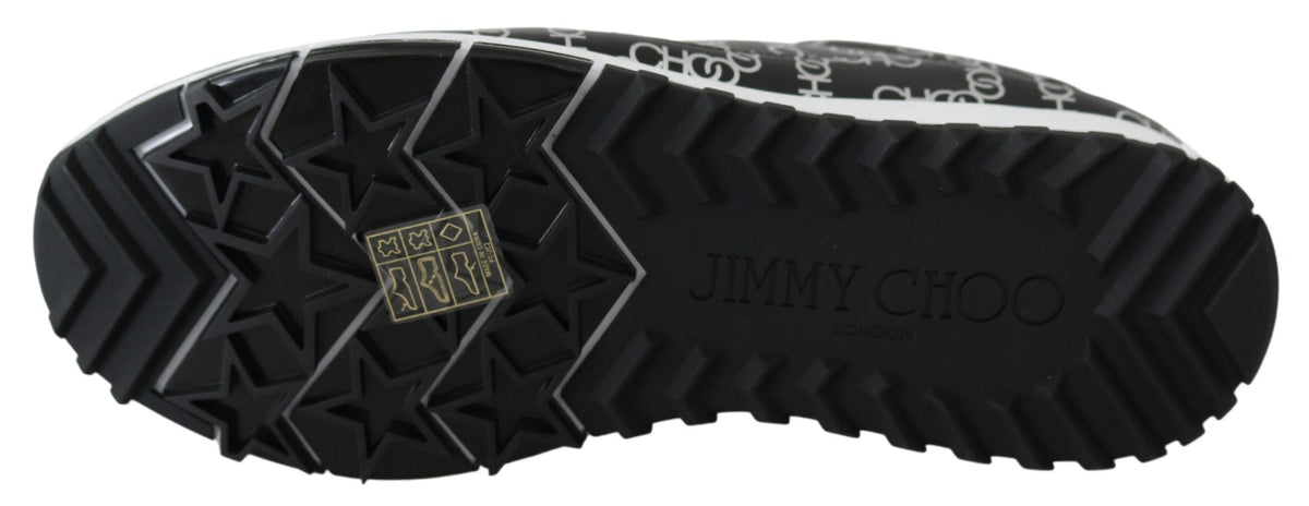 Baskets élégantes en cuir noir et argent Jimmy Choo