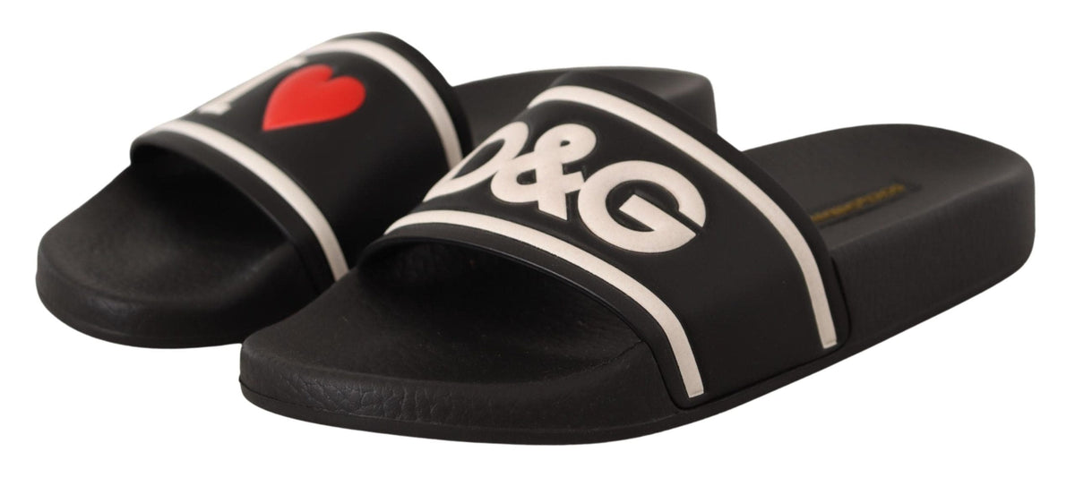 Sandales élégantes en cuir noir Dolce &amp; Gabbana pour elle