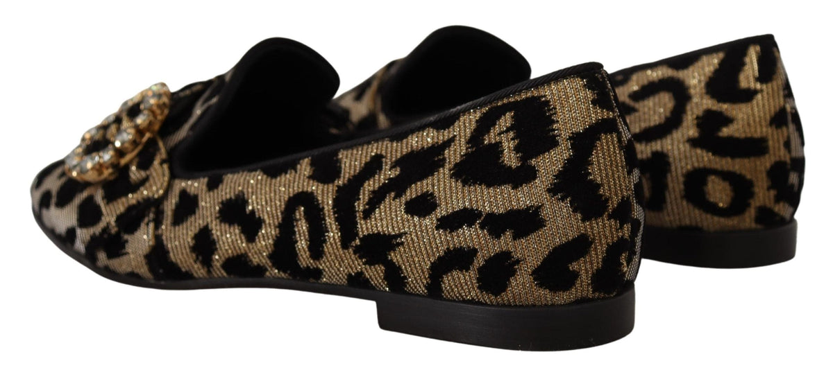 Mocasines elegantes con cristales y diseño de leopardo de Dolce &amp; Gabbana