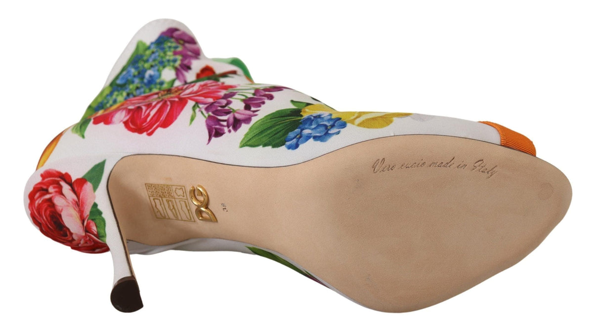 Tacones de jersey con punta abierta y estampado floral de Dolce &amp; Gabbana