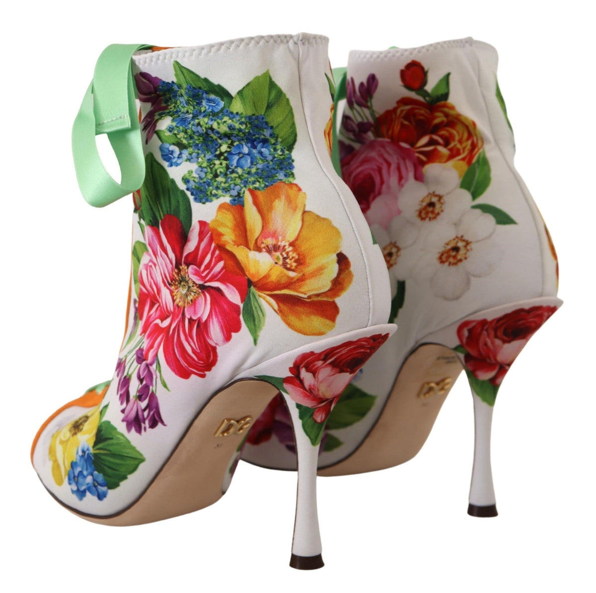 Tacones de jersey con punta abierta y estampado floral de Dolce &amp; Gabbana