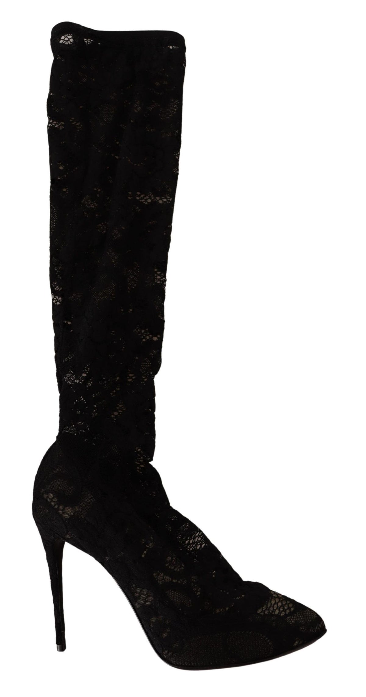 Bottines-chaussettes extensibles élégantes Dolce &amp; Gabbana en noir élégant