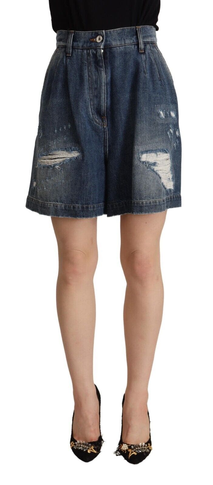 Bermudas desgastadas de talle alto y estilo chic de Dolce &amp; Gabbana