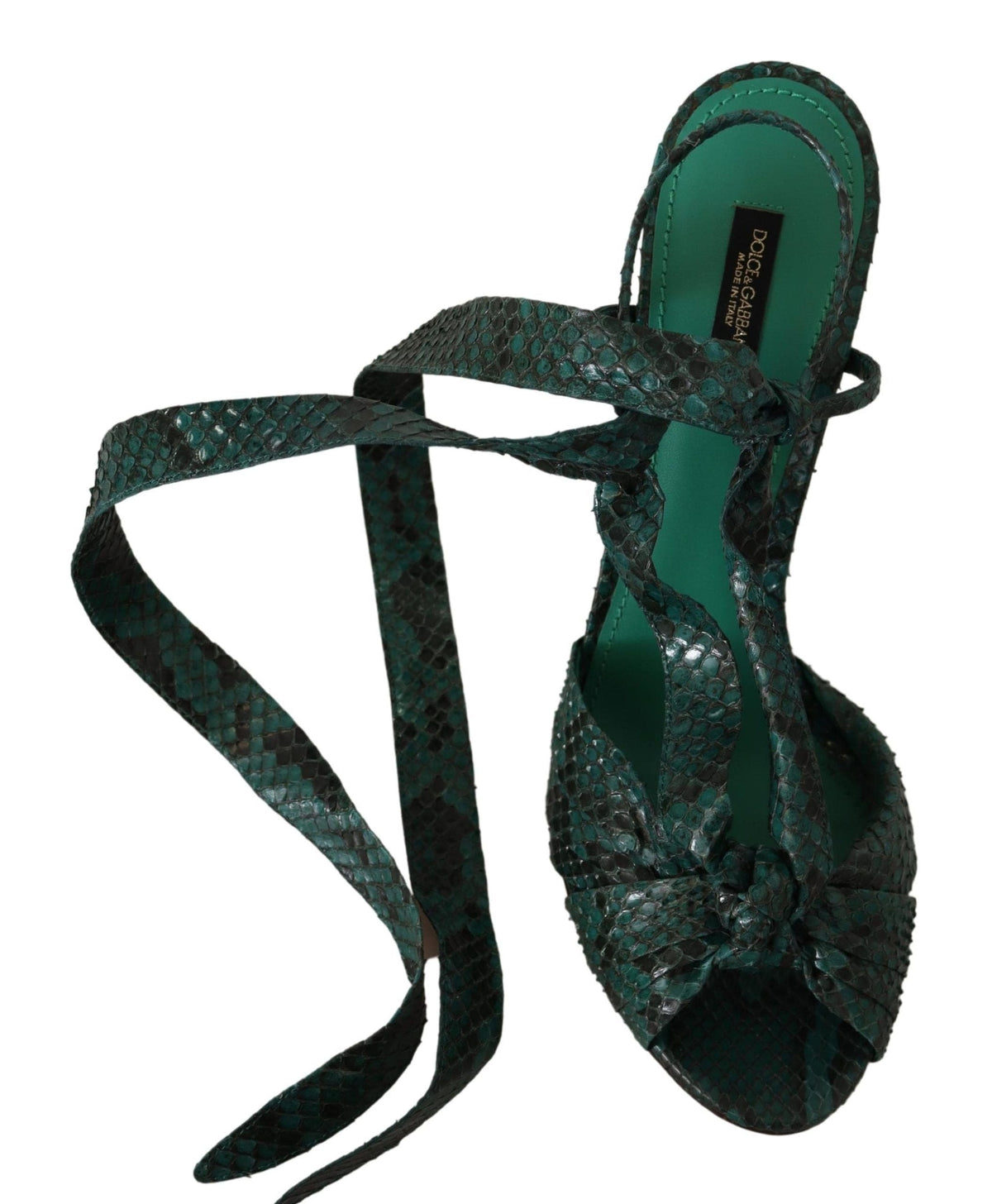 Dolce & Gabbana Elegant Green Python Strappy Heels