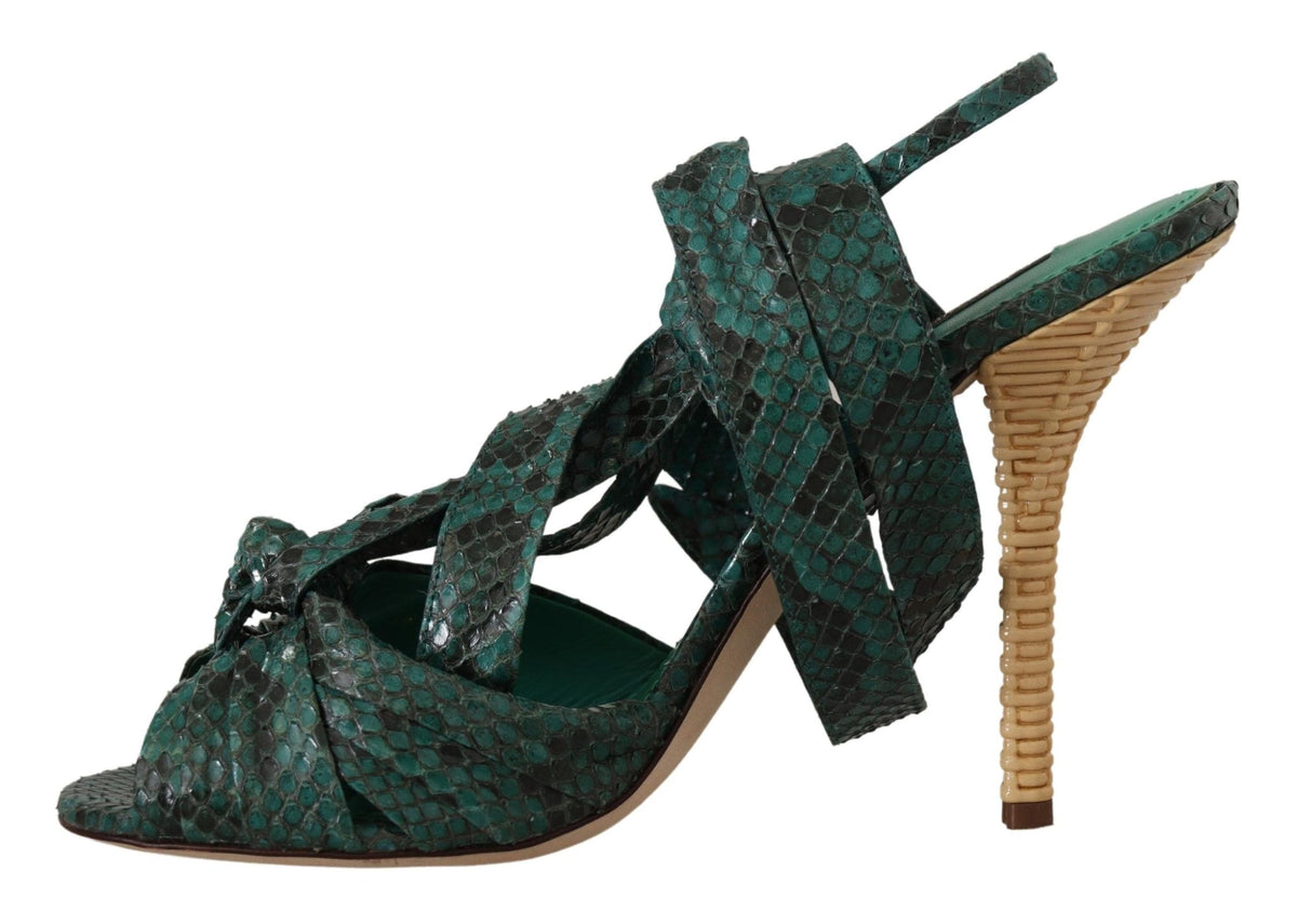 Tacones elegantes de tiras de piel de pitón verde de Dolce &amp; Gabbana