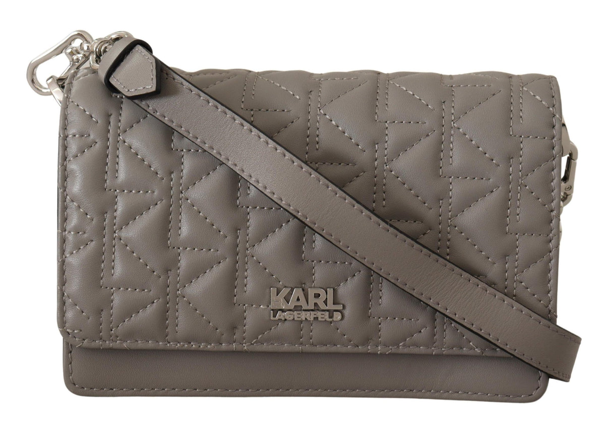 Sac à bandoulière élégant en cuir gris Karl Lagerfeld