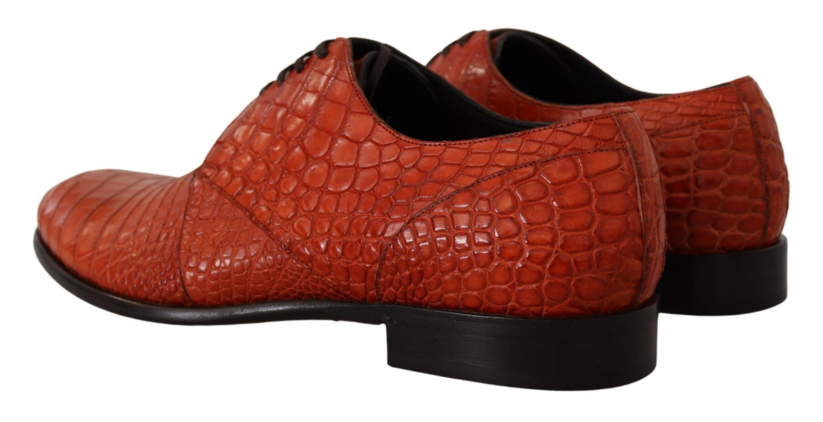 Chaussures habillées à lacets en cuir croco orange exotique Dolce &amp; Gabbana