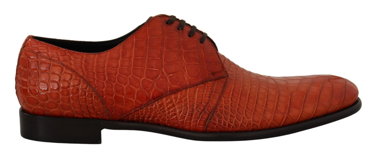 Chaussures habillées à lacets en cuir croco orange exotique Dolce &amp; Gabbana