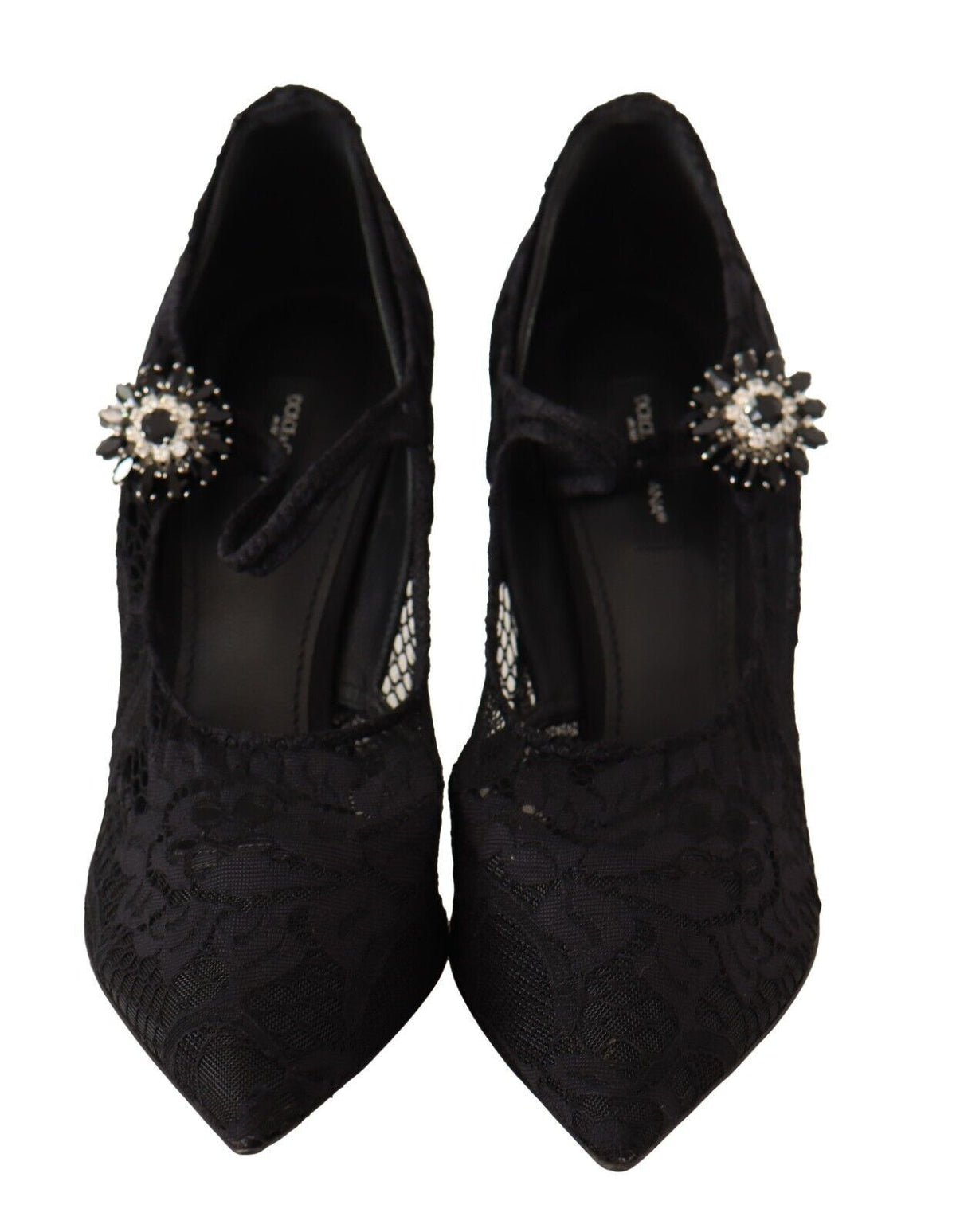 Elegantes zapatos de tacón de aguja con encaje negro de Dolce &amp; Gabbana