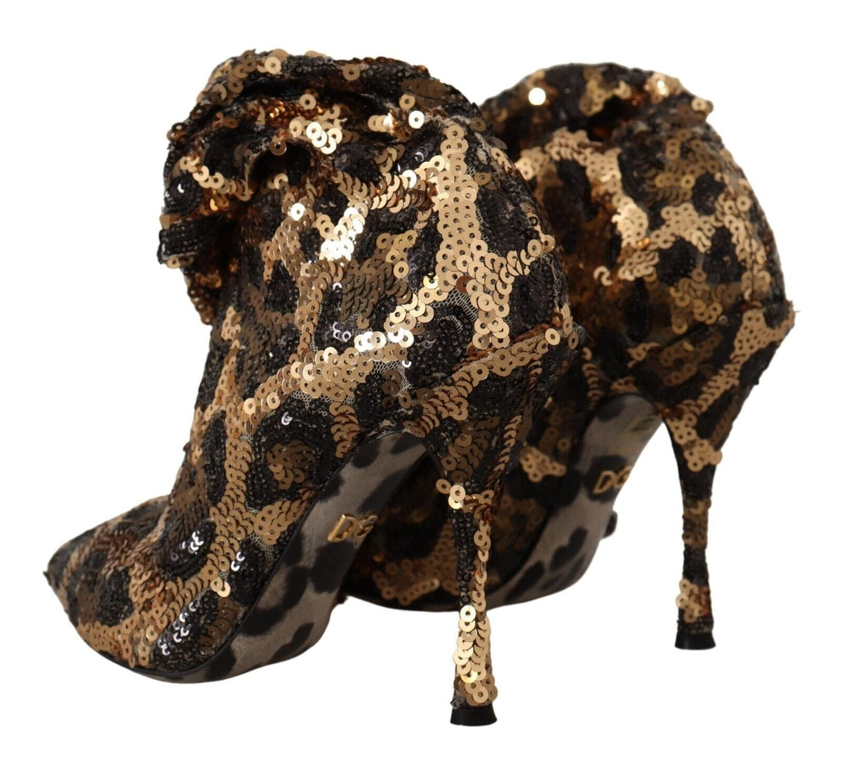 Botas hasta la rodilla elegantes con lentejuelas de leopardo de Dolce &amp; Gabbana