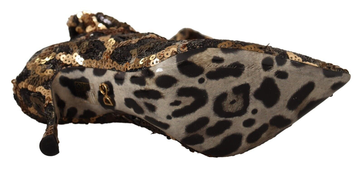 Botas hasta la rodilla elegantes con lentejuelas de leopardo de Dolce &amp; Gabbana