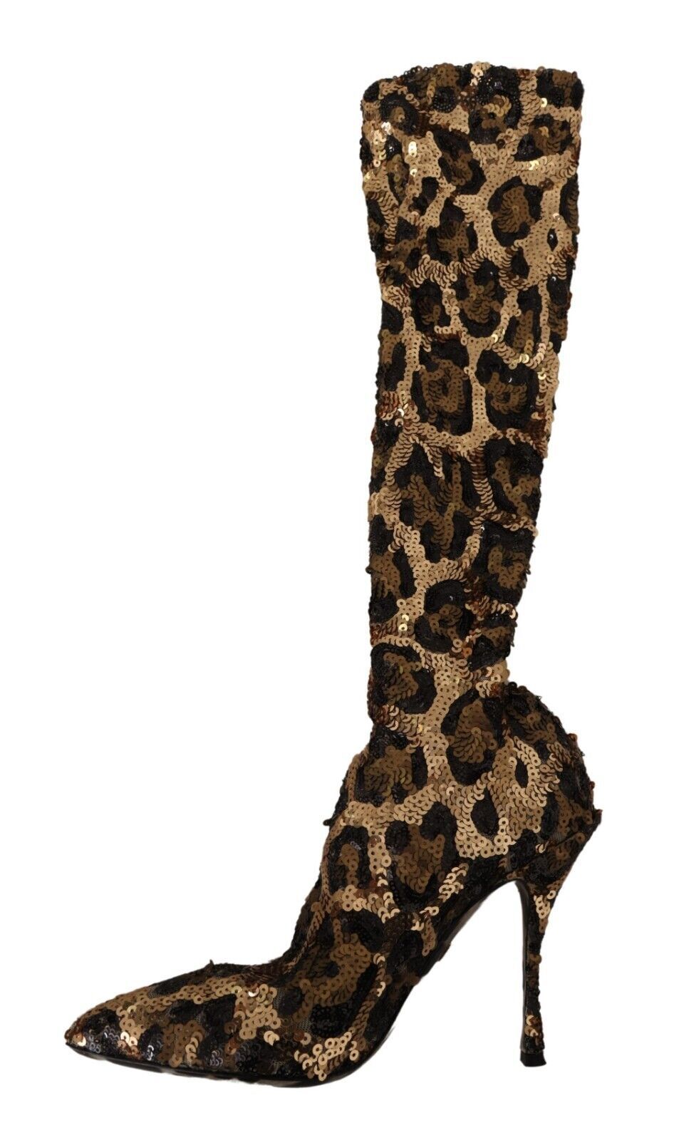 Botas hasta la rodilla elegantes con lentejuelas de leopardo de Dolce &amp; Gabbana