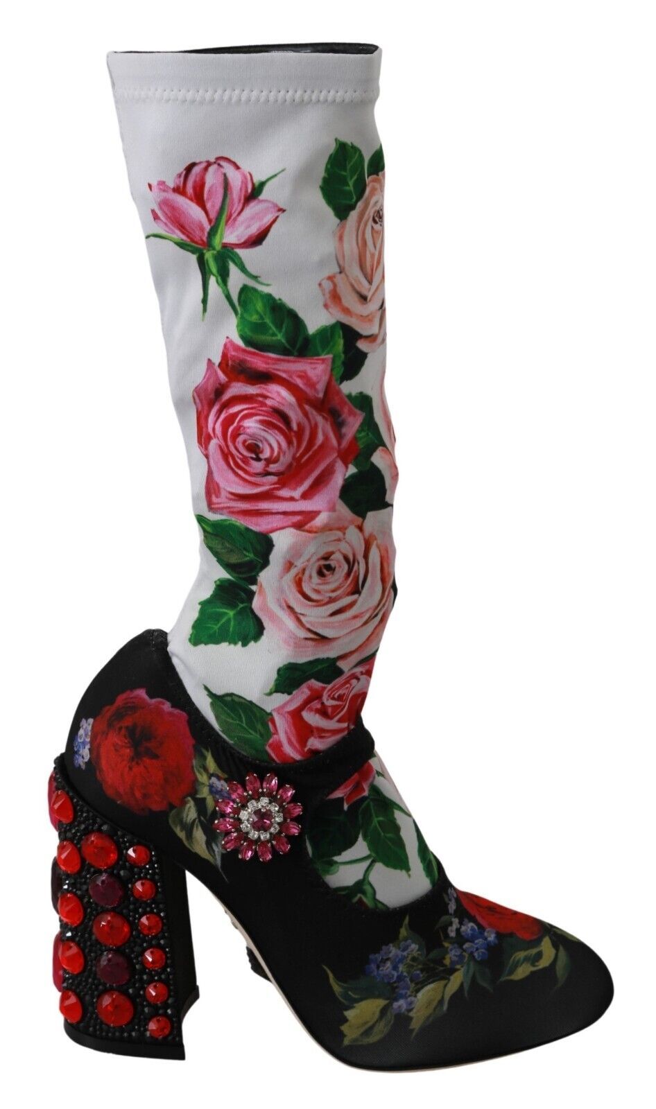 Calcetines y botas con adornos florales de Dolce &amp; Gabbana