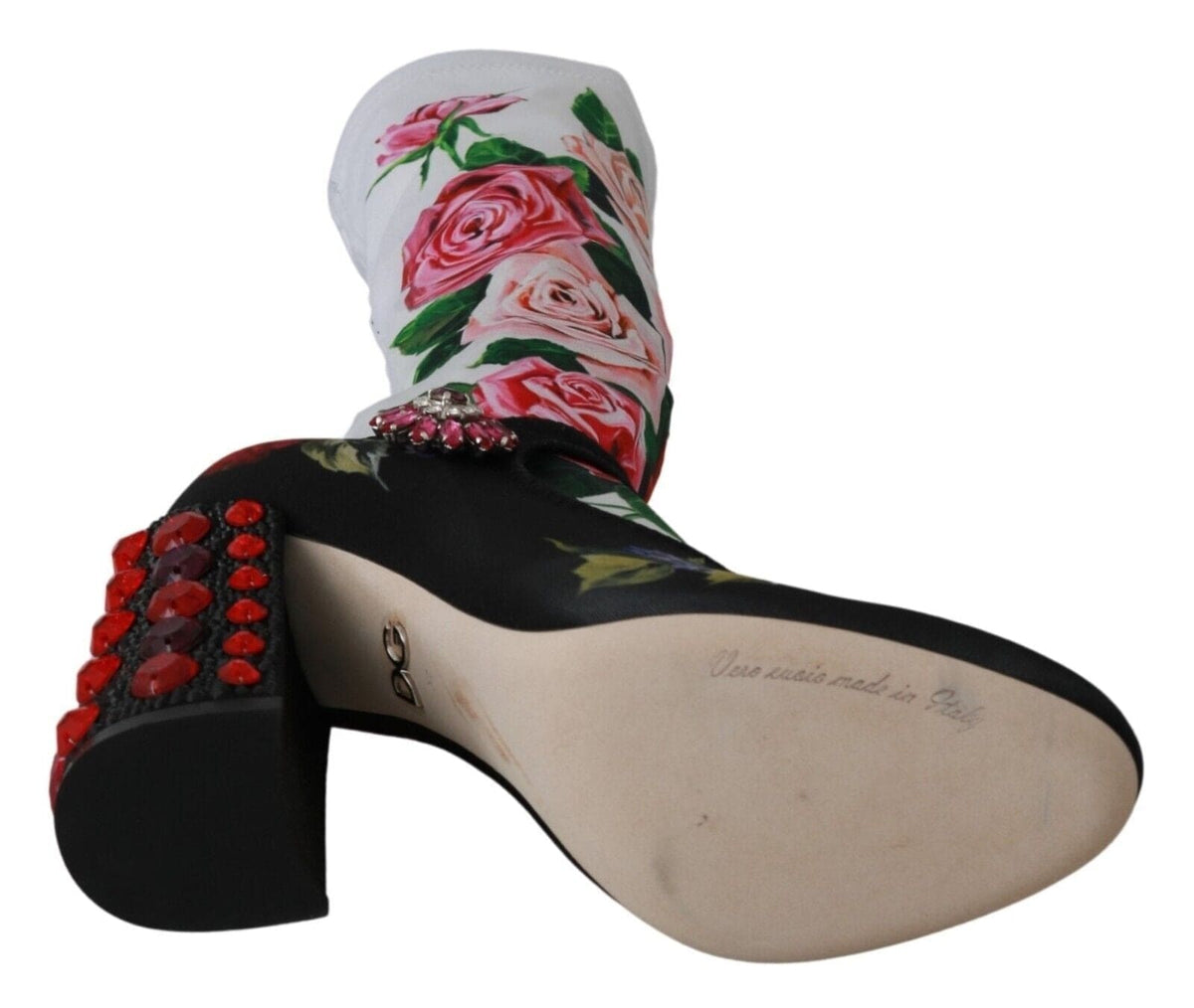 Calcetines y botas con adornos florales de Dolce &amp; Gabbana