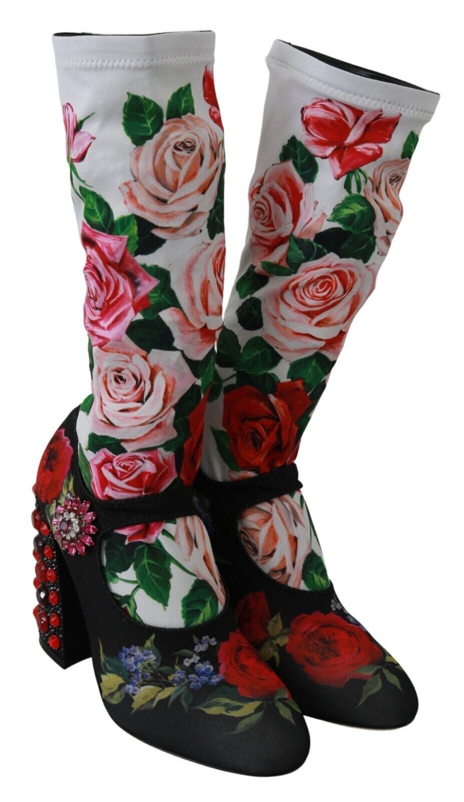 Calcetines y botas con adornos florales de Dolce &amp; Gabbana