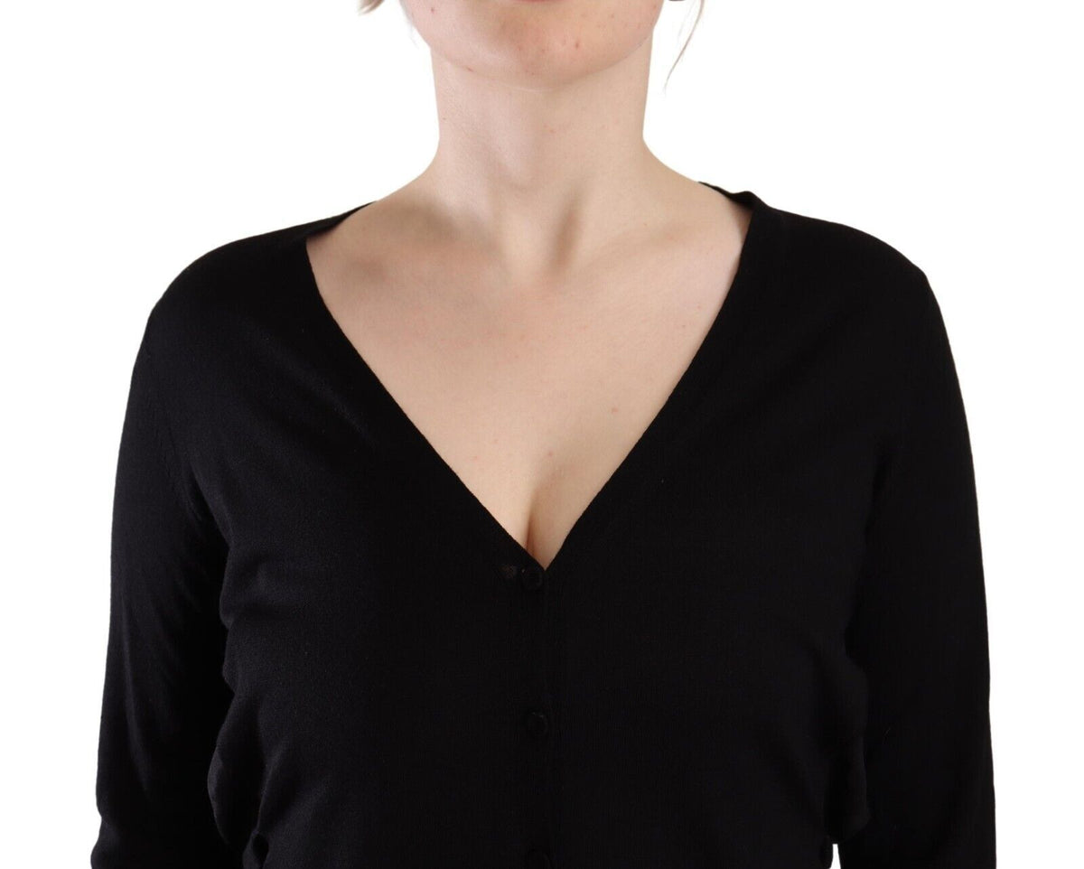 Pull en laine noir élégant à col en V Dolce &amp; Gabbana