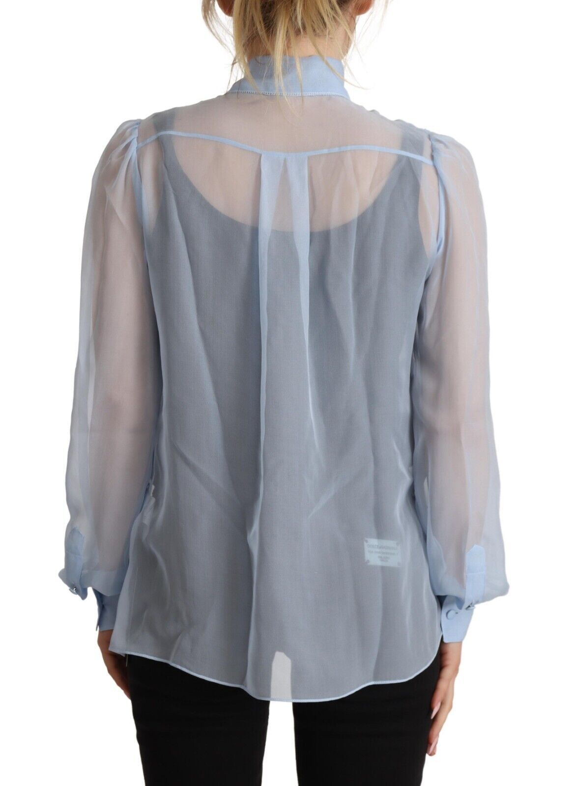 Blusa elegante de seda con cuello ascot de Dolce &amp; Gabbana