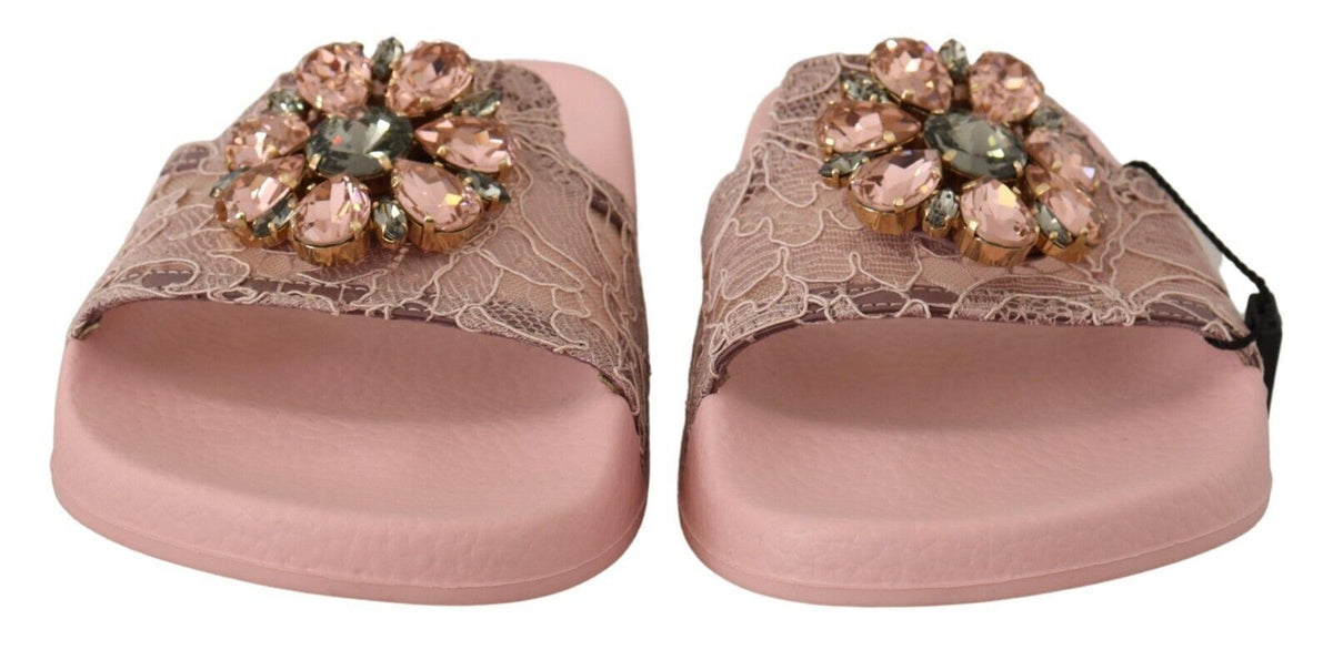 Ballerines plates Dolce &amp; Gabbana en dentelle fleurie ornée de cristaux