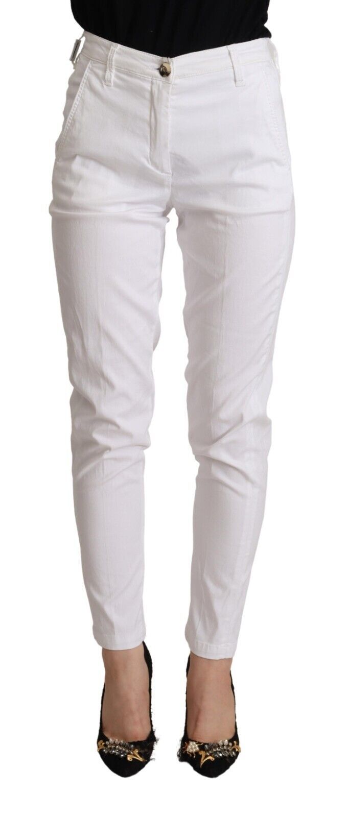 Pantalon skinny court taille moyenne blanc chic de Jacob Cohen