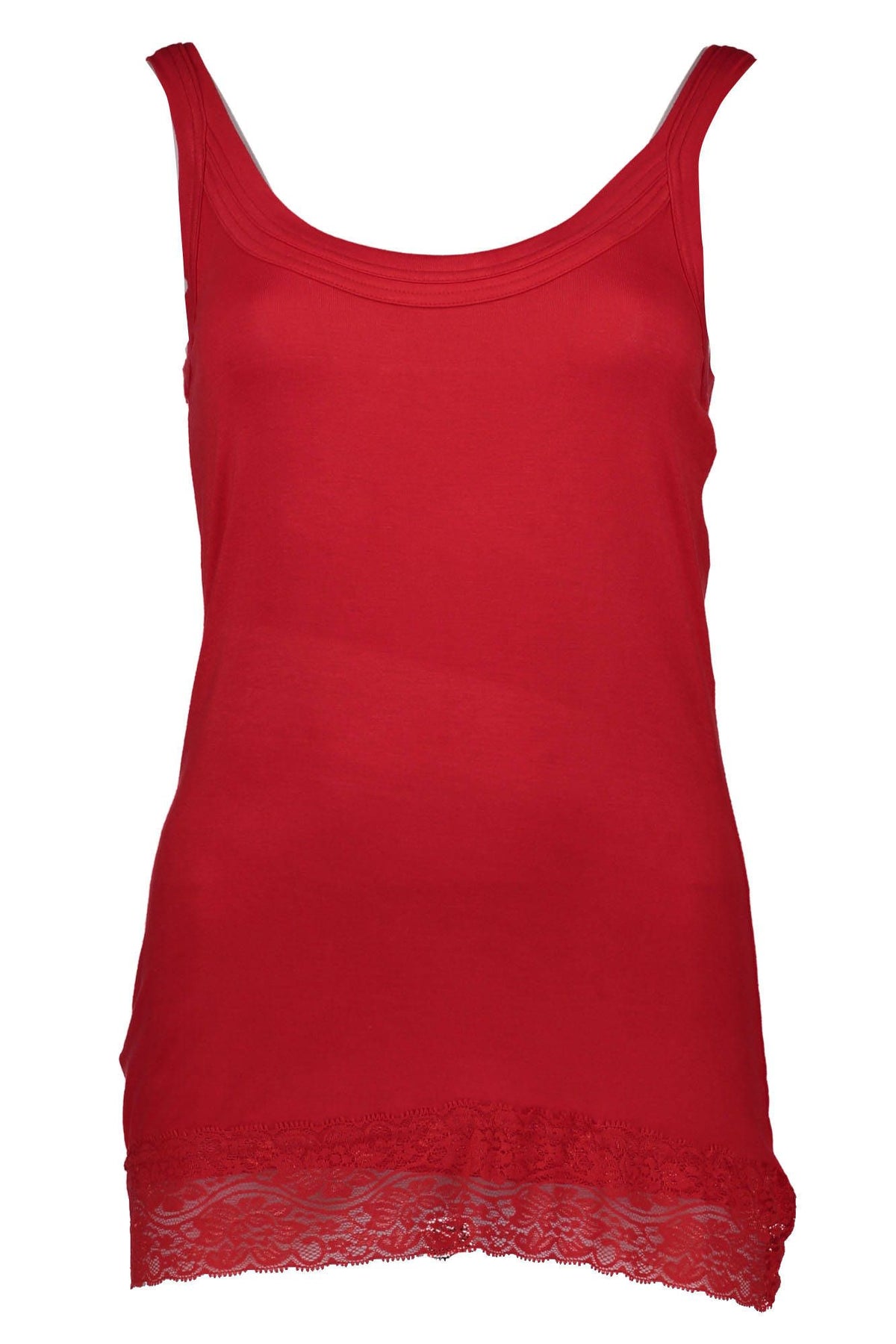 Top sin mangas con encaje rojo elegante de Silvian Heach