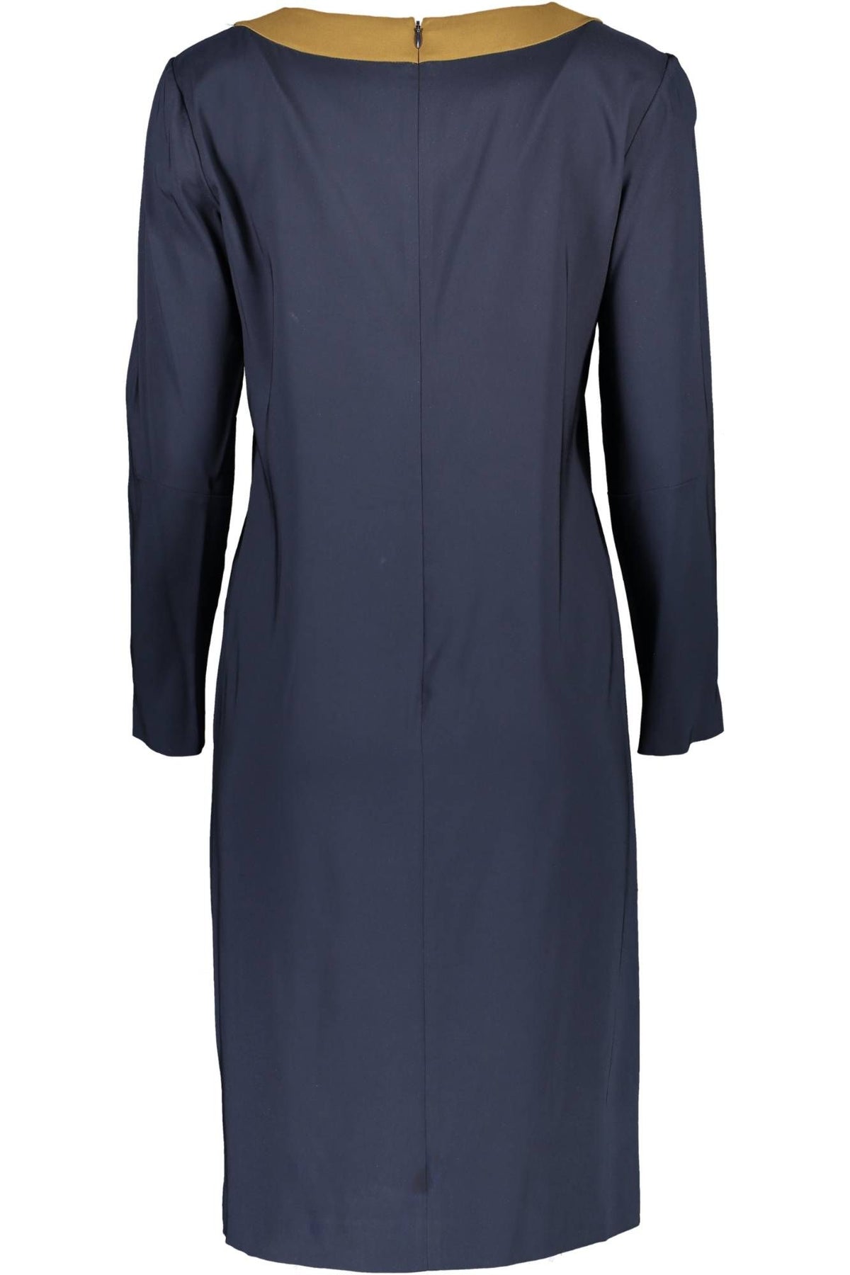 Robe Gant Chic Bleue Col Rond Détails Contrastés