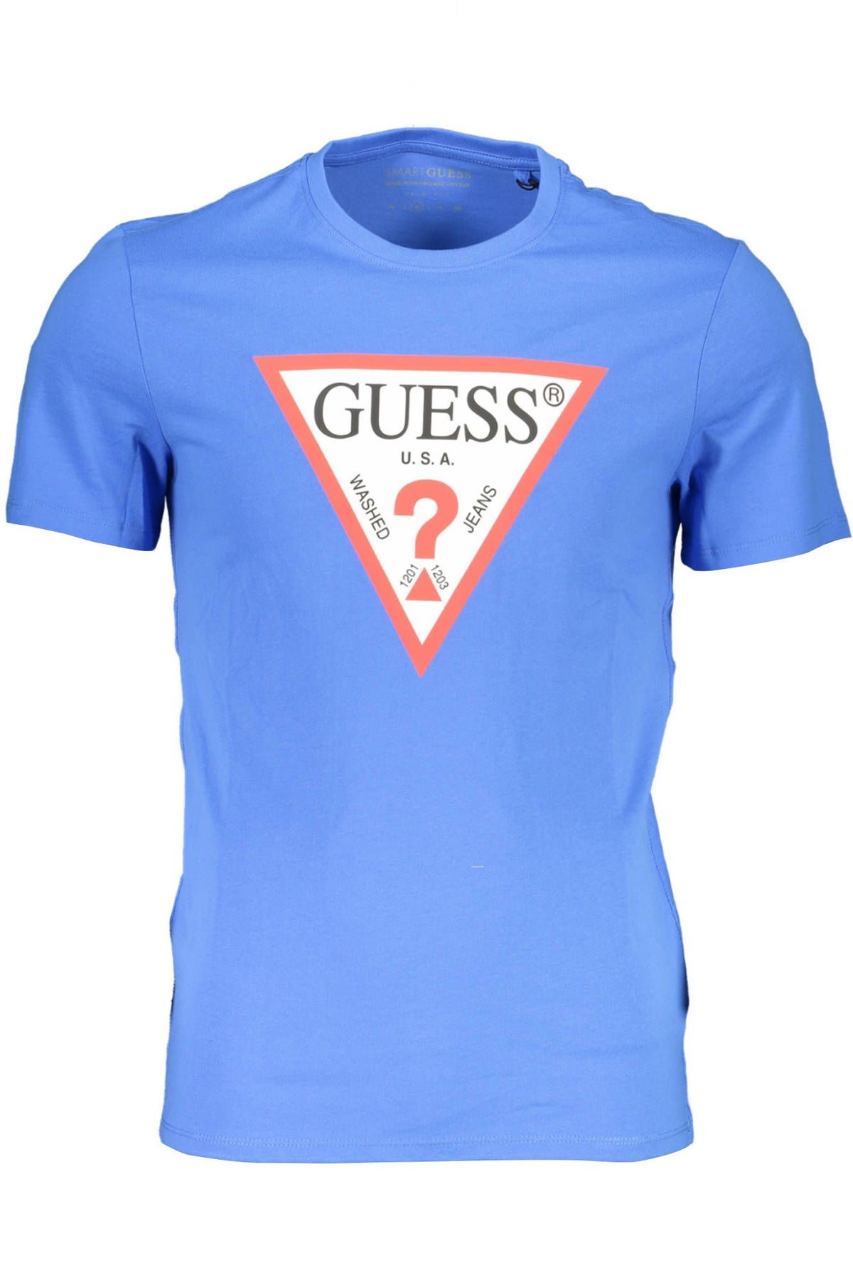 T-shirt Guess Jeans Slim Fit en coton bleu avec imprimé logo