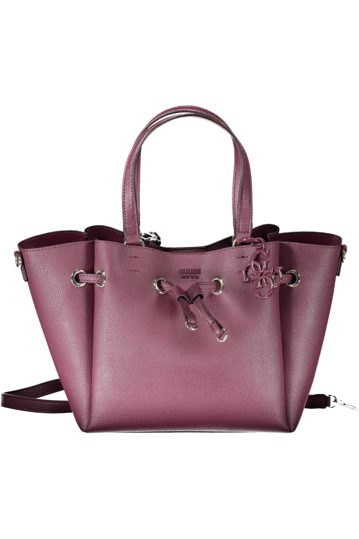 Bolso elegante morado con correas versátiles de Guess Jeans