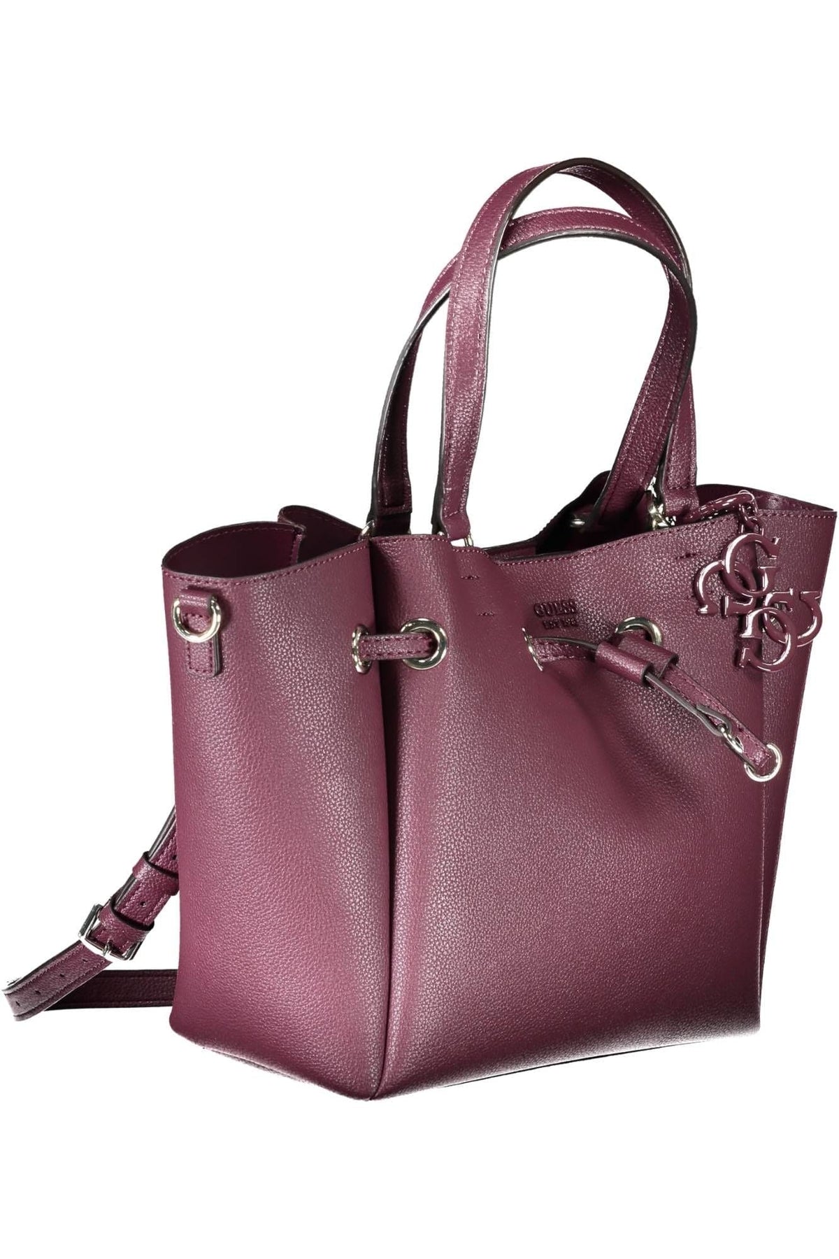 Bolso elegante morado con correas versátiles de Guess Jeans