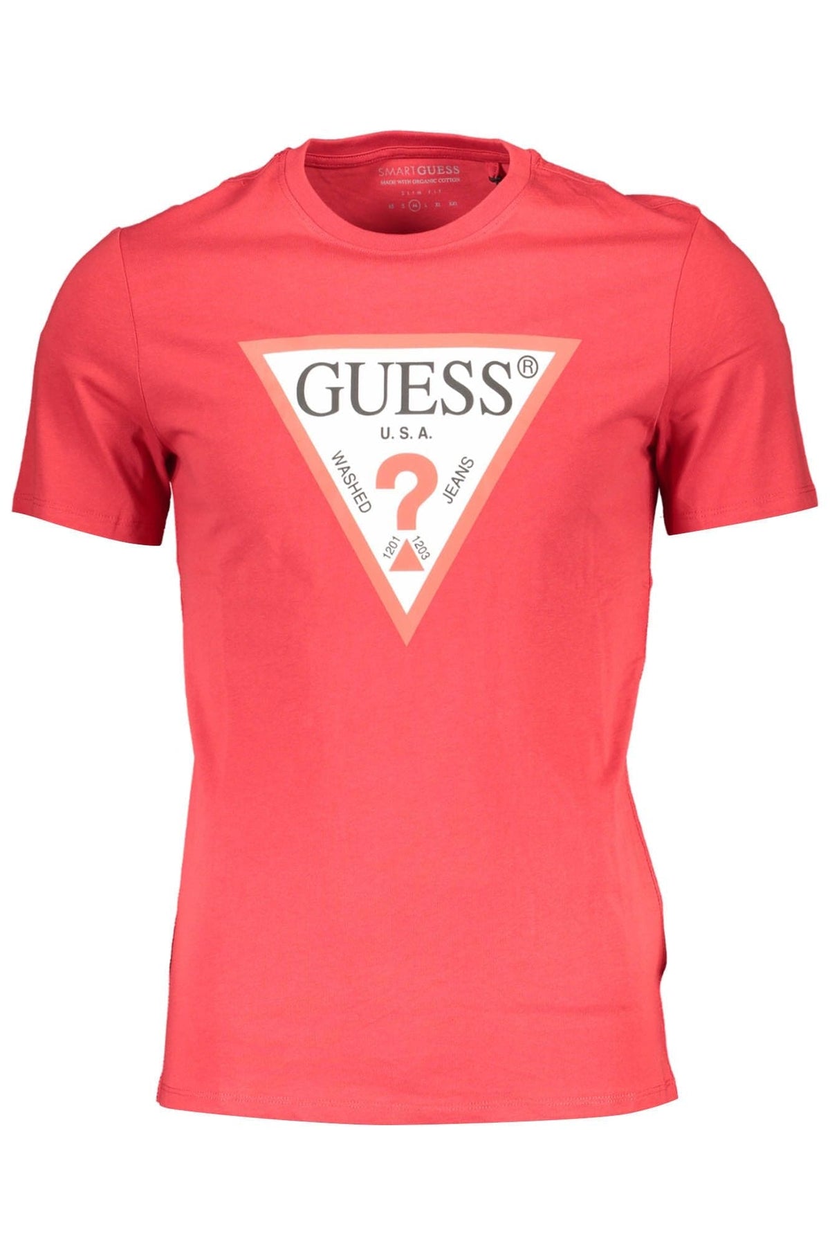 T-shirt Guess Jeans Chic en coton biologique rouge avec logo