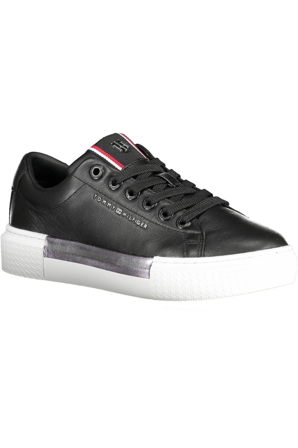 Tommy Hilfiger Black Leather Women Sneaker