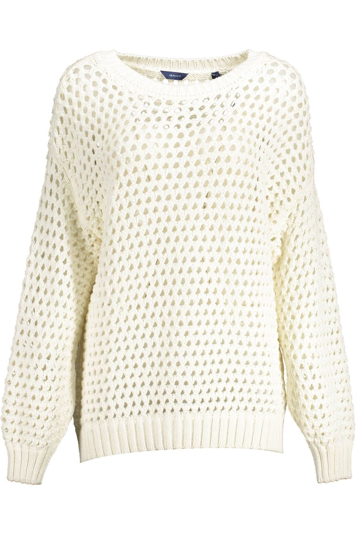 Pull col rond perforé blanc élégant de Gant