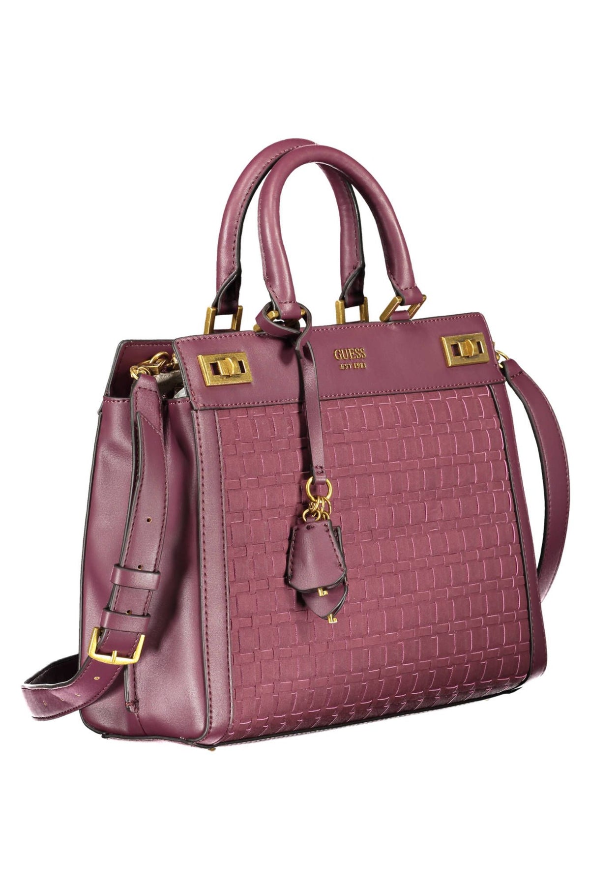 Sac à main élégant en polyuréthane violet Guess Jeans