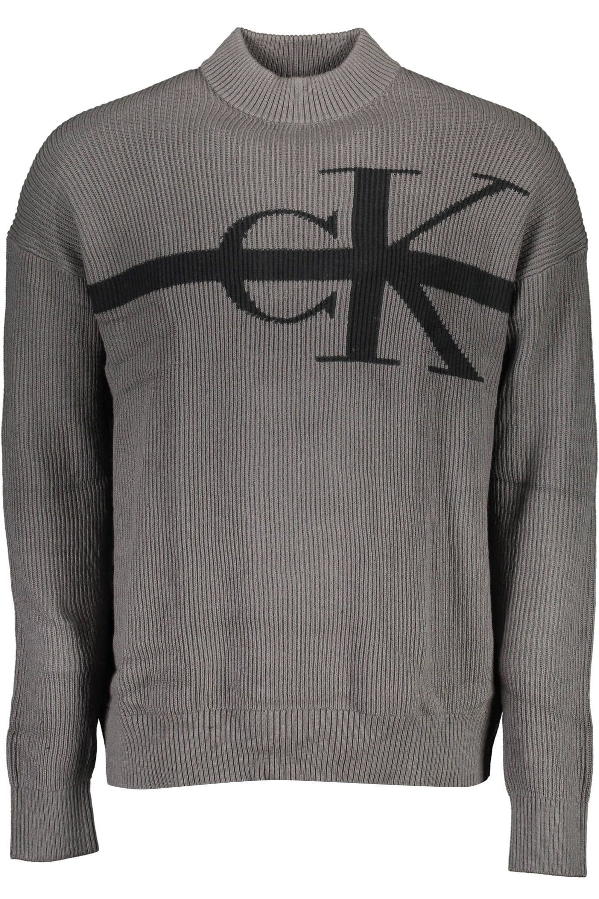 Calvin Klein Elegant Gray Turtleneck with Sleek Embroidery