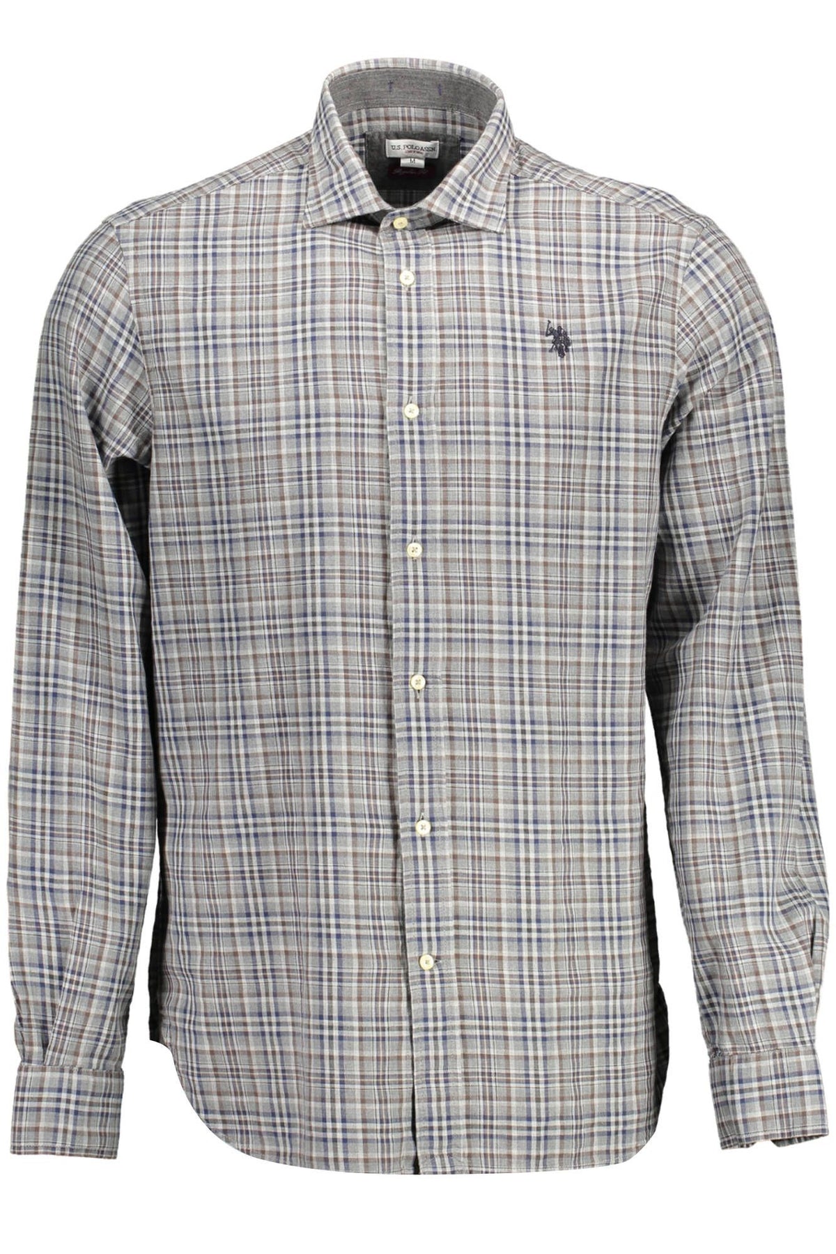 Camisa elegante de algodón gris de manga larga de US POLO ASSN