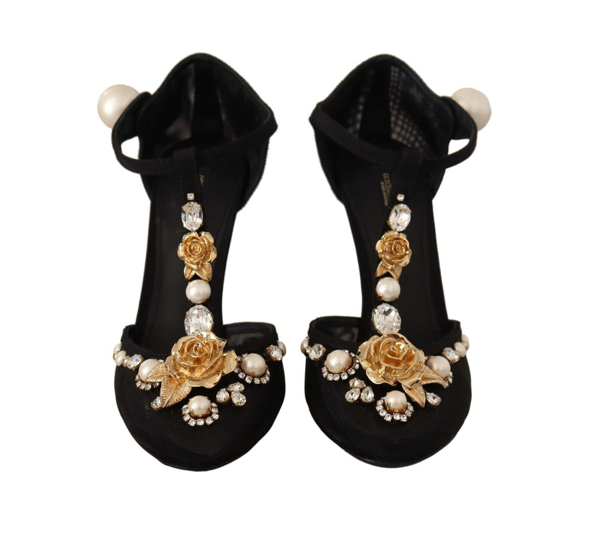 Sandalias de tacón con tiras en T y adornos elegantes de Dolce &amp; Gabbana