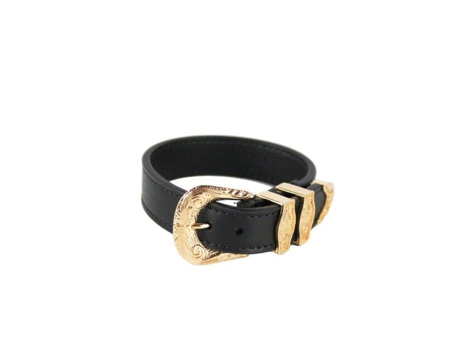 Bracelet Versace Medusa Western Buckle en cuir lisse et laiton plaqué or