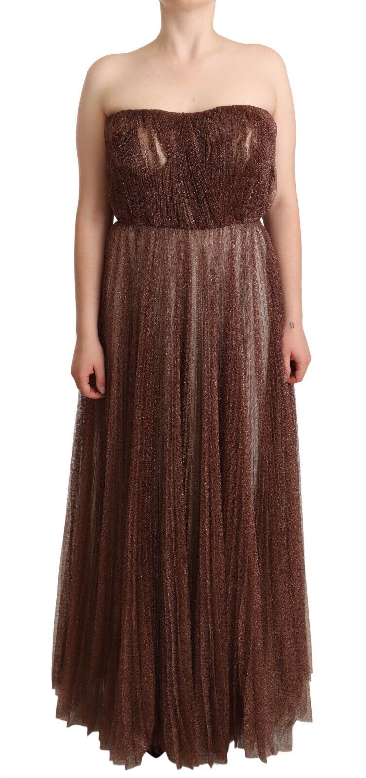 Robe longue élégante en bronze métallisé Dolce &amp; Gabbana