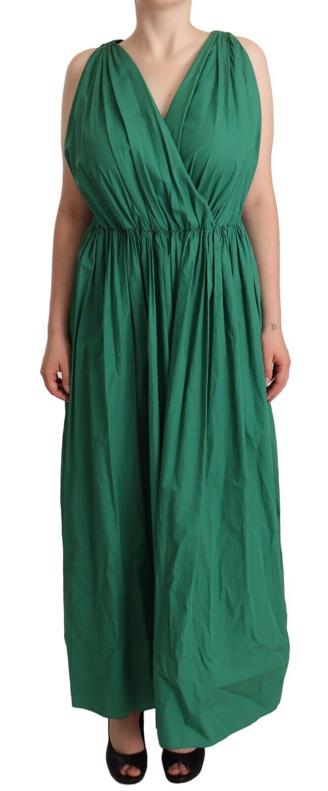 Vestido elegante verde oscuro sin mangas de corte A de Dolce &amp; Gabbana