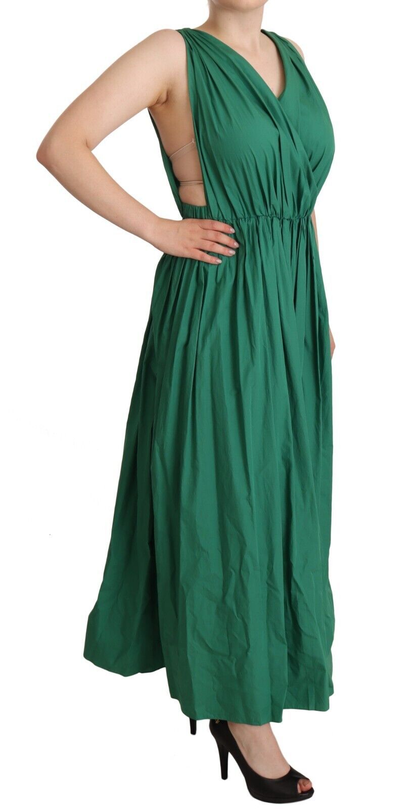 Vestido elegante verde oscuro sin mangas de corte A de Dolce &amp; Gabbana