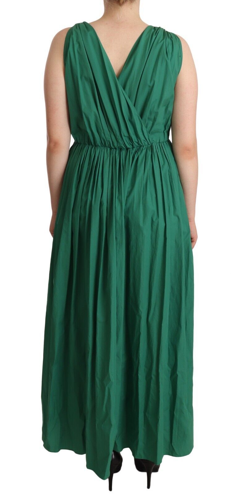 Vestido elegante verde oscuro sin mangas de corte A de Dolce &amp; Gabbana