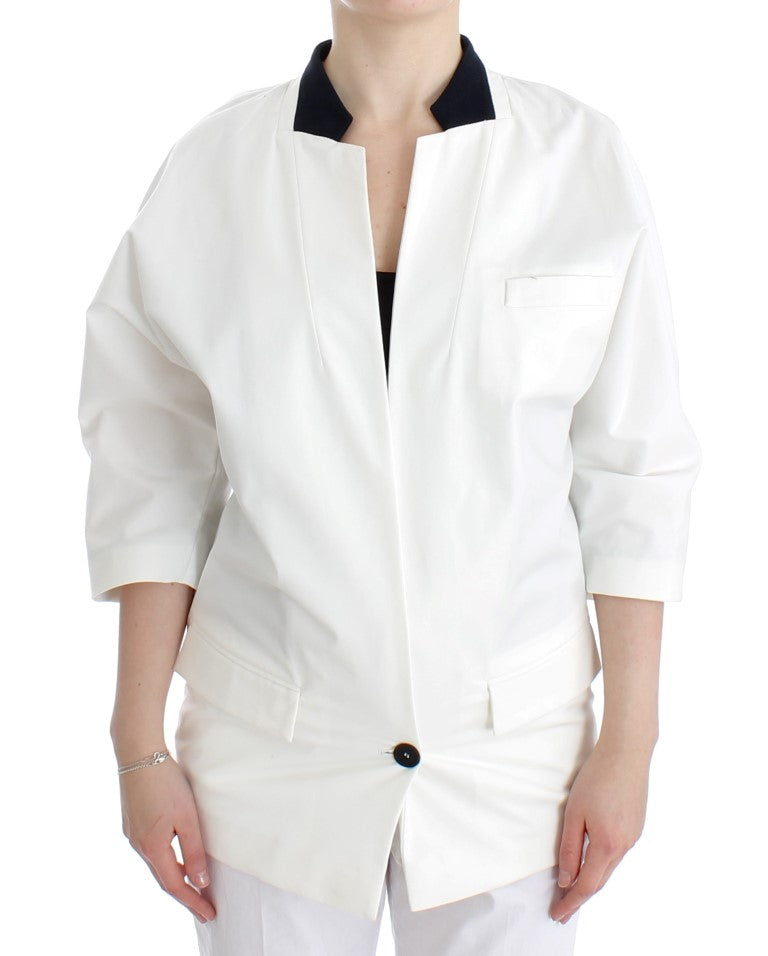 Blazer en coton mélangé blanc chic Andrea Pompilio