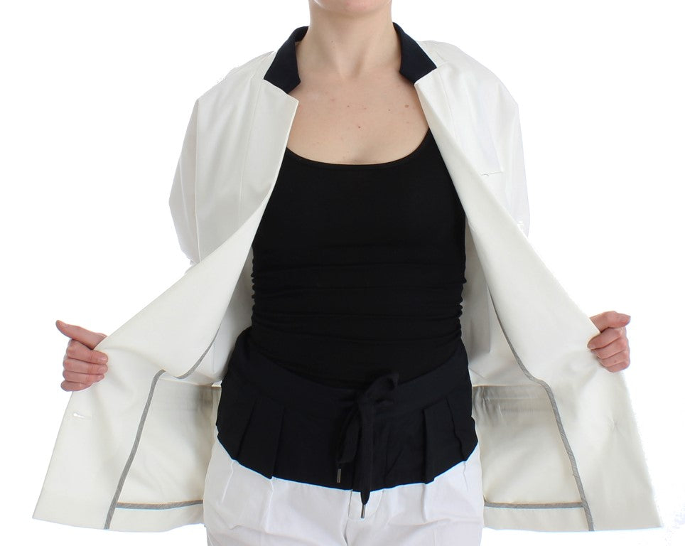 Blazer en coton mélangé blanc chic Andrea Pompilio