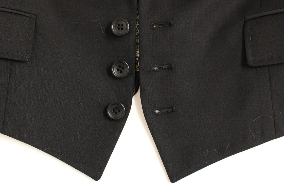 Blazer noir élégant en mélange de soie Dolce &amp; Gabbana avec détail foulard au dos