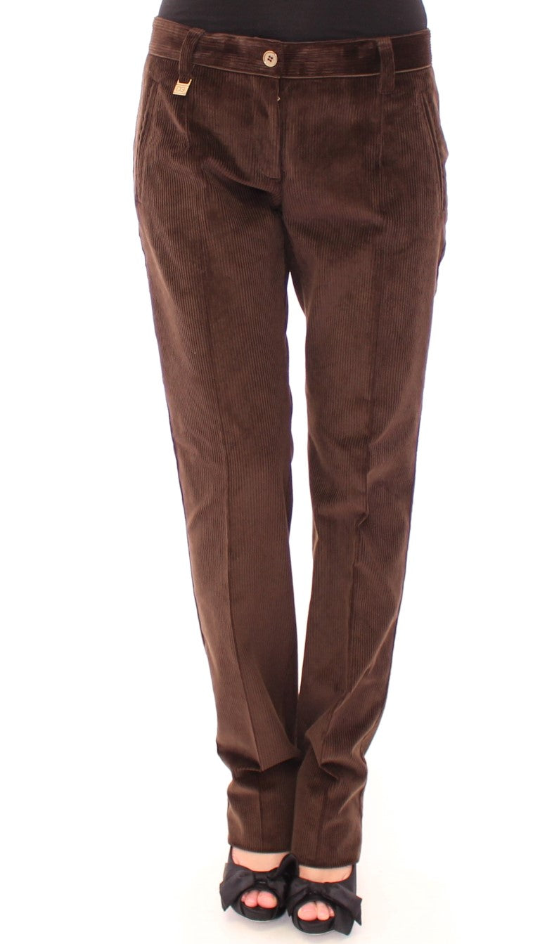 Pantalon élégant en coton marron Dolce &amp; Gabbana