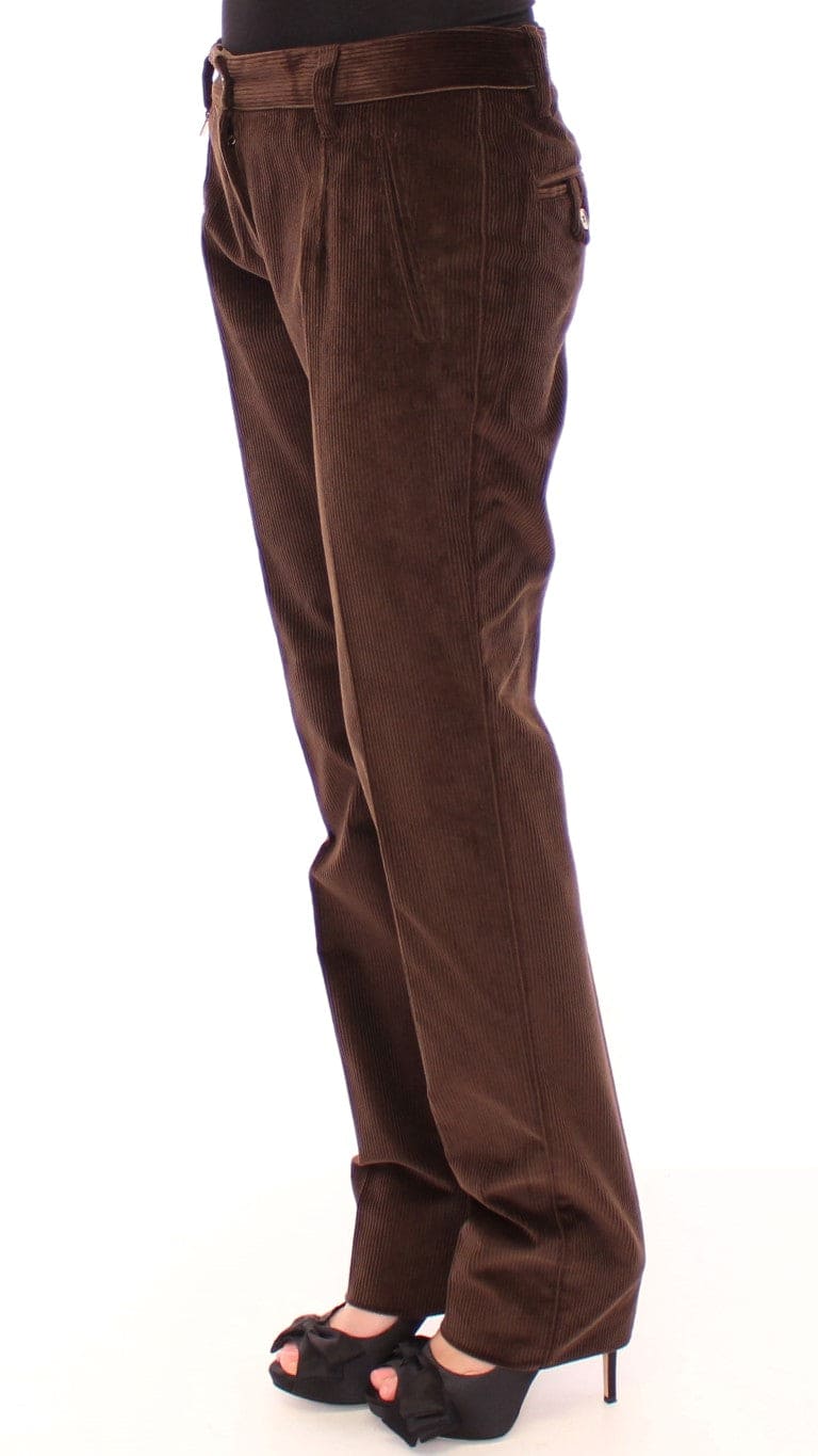 Pantalon élégant en coton marron Dolce &amp; Gabbana