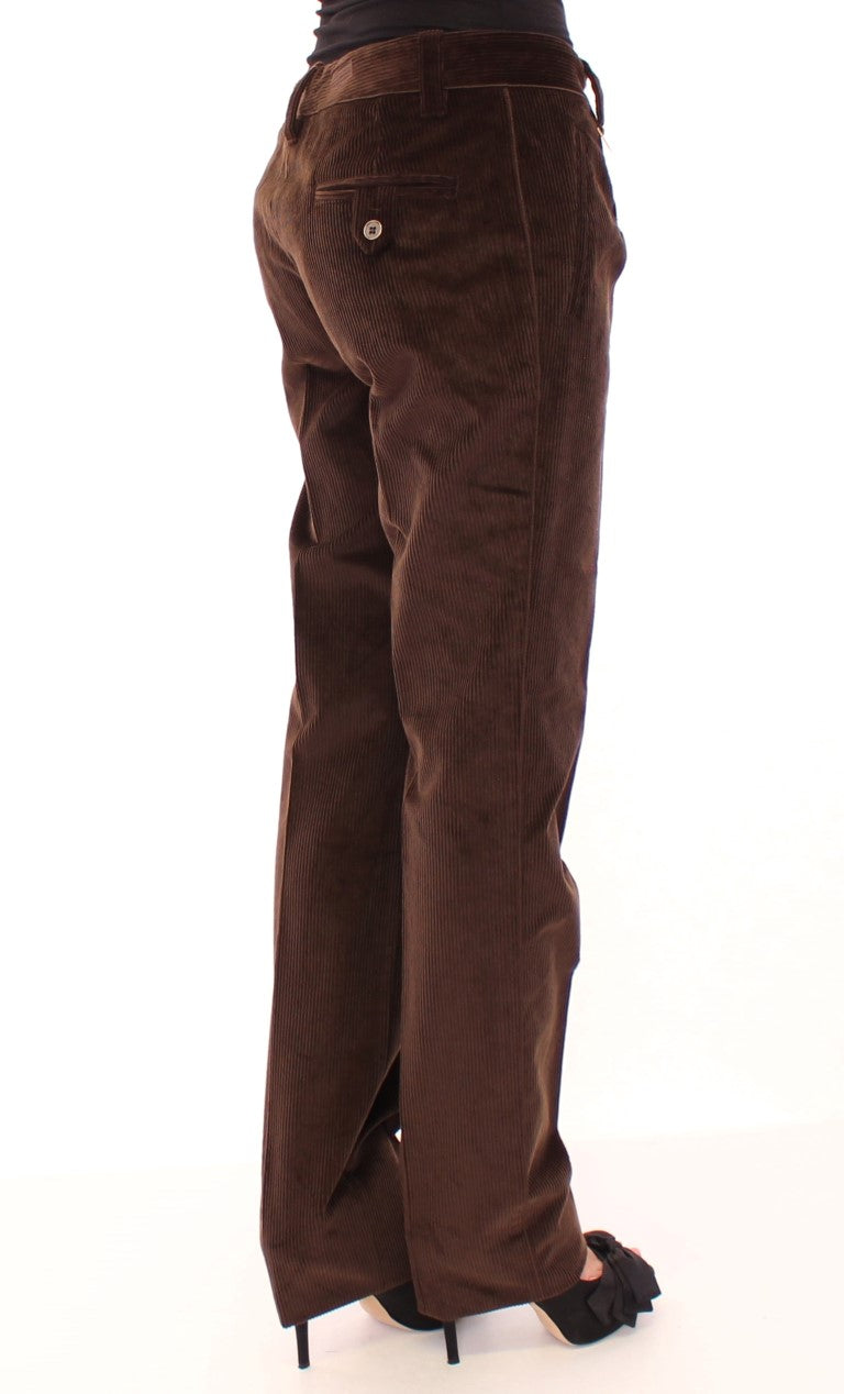 Pantalon élégant en coton marron Dolce &amp; Gabbana